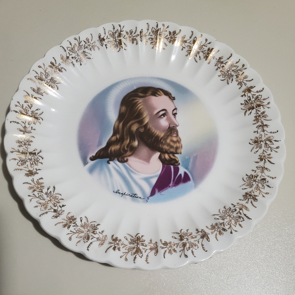 Vintage Sander’s Mfg Co Jesus plate 24 Karat gold